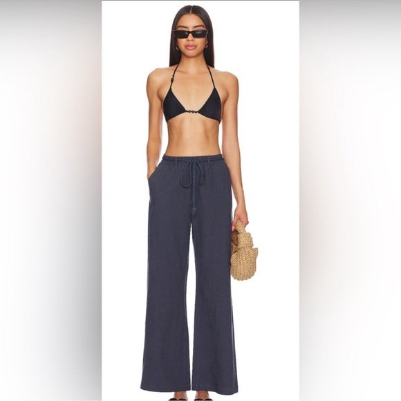 Heartloom Niantic Pant in Navy Wide Leg Tie Waist - Picture 6 of 6